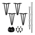 Produktbild: Relaxdays Hairpin Legs, 4er Set, 3 Streben, Metall, Haarnadel Tischbein für Hocker, Tisch & Schrank, 20 cm hoch, schwarz