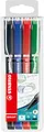 Produktbild: STABILO - Fineliner mit gefederter Spitze - SENSOR F - fein - 4er Pack - schwarz, blau, rot, grün