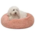 Produktbild: lionto Tierkissen lionto Hundebett aus Plüsch in Donut-Form, 50 cm Durchmesser, rosa, rosa, mit Anti-Rutsch-Noppen, 50 cm Durchmesser rosa 50 cm