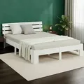 Produktbild: Homestyle4u Holzbett 180x200 Doppelbett mit Lattenrost Weiss Kiefer Massivholz - Weiß
