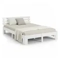 Produktbild: Homestyle4u Bett 180x200 Weiß Holz mit Lattenrost Holzbett 180 x 200 cm Doppelbett Massivholzbett Kiefer Bettgestell Schlafzimmer