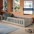 Produktbild: Kids Collective Kinderbett Bodenbett 90x190 cm Bett mit Rausfallschutz & Lattenrost Montessori Bett Bed Gitterbett Kinder Jugendbett Einzelbett | Kaschmir