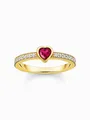 Produktbild: Thomas Sabo TR2448-995-10-56 Vergoldeter Solitärring mit rotem Stein + Zirkon...
