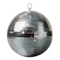 Produktbild: Discokugel mit Haken zum Aufhängen - 25 cm - Spiegelkugel mit Echtglas Facetten in Silber - Party Lichteffekt Hängekugel Mirrorball Disco Kugel