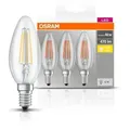 Produktbild: 3er-PACK OSRAM BASE Classic E14 LED-Leuchtmittel FILAMENT KLAR 4W=40W warmweisses Licht