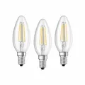 Produktbild: 3er Pack OSRAM LED Lampe in Kerzenform klar Filament E14 4W = 40W 470lm warmweiß