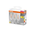 Produktbild: 3er-Pack Osram LED Kerze BASE Classic E14 Filament klar 4W warmweiss wie 40W
