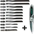 Produktbild: Stichsägeblätter-Set mit Taschenmesser 11 Stück + Taschenmesser Stichsägeblätter - Wolfcraft