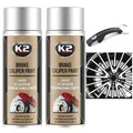 Produktbild: 2 x Bremssattellack SILBER K2/ 2x400ml Spray glänzend Thermolack 260°C Farbe