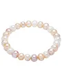Produktbild: Valero Pearls Damen-Armband elastisch Hochwertige Süßwasser-Zuchtperlen ca. 8 mm Barock weiß/apricot/flieder - Perlenarmband mit echten Perlen