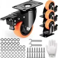 Produktbild: VEVOR Möbelrollen 4er-Set Lenkrollen PVC _76,2mm Laufrollen 454kg Tragfähigkeit Transportrollen mit A/B-Bremsen Kastenrollen 360° Drehbar Schwerlas