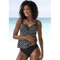 Produktbild: Bügel-Tankini LASCANA, Damen, Gr. 38, Cup D, schwarz (schwarz, creme), Recycling-Polyamid, gepunktet, Bikini-Sets, mit süßen Tupfen
