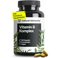 Produktbild: natural elements Vitamin B Komplex - 180 Kapseln - Hochdosiert: Mit 500 µg Vitamin B12 - alle 8 B-Vitamine (B1, B2, B3, B5, B6, B7, B9, B12) - vegan, in Deutschland produziert & laborgeprüft