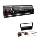 Produktbild: Kenwood KMM-BT209 1-DIN Autoradio Media Receiver Bluetooth USB AUX mit Einbauset passend für Opel Corsa C 2000-2004 Charcoal