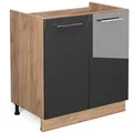 Produktbild: Vicco Spülenunterschrank, Schwarz Hochglanz, Honigeiche, Holzwerkstoff, 1 Fächer, Rechteckig, 80x82x51.6 cm, Küchen, Küchenmöbel, Küchenschränke, Küchenunterschränke