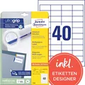 Produktbild: AVERY Zweckform 4780 Universal Etiketten (1.000 plus 200 Klebeetiketten extra, 48,5x25,4mm auf A4, Papier matt, individuell bedruckbar, selbstklebende Aufkleber mit ultragrip) 30 Blatt, weiß