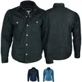 Produktbild: BULLDT Motorradhemd Jeanshemd Motorradjacke Herren Futter aus Kevlar Aramid mit Protektoren rutsch brandfest Motorrad Biker Hemd Denim Schwarz - 58
