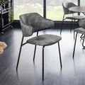 Produktbild: Design Stuhl VOGUE grau Samt schwarze Metallbeine