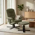 Produktbild: Relaxsessel CHARLY mit Hocker grün - TV Sessel mit verstellbarer Rückenlehne, Wohnzimmersessel mit Seitenfach und Beinablage, Loungesessel aus Ko... - Grün