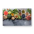 Produktbild: DEQORI Frühstücksbrett Glas | klein 23x14 cm | Motiv Auswahl an Superfood | Design Schneidebrett für Küche | Frühstücksbrettchen antibakteriell & rutschfest | Glasplatte & Servierplatte