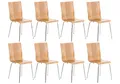 Produktbild: CLP 8er-Set Wartezimmerstuhl Pepe mit ergonomisch geformten Holzsitz und Metallgestell I 8X Konferenzstuhl erhältlich, Farbe:Eiche