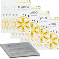 Produktbild: 120x Signia Hörgerätebatterien PR70 10 Gelb (20x 6er Blister) + Reinigungstuch
