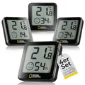 Produktbild: National Geographic 4er Hygrometer Thermometer Set – Digitales Raumthermometer Innen Temperatur und Luftfeuchtigkeitsmesser