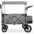 Produktbild: FUXLIFE By FUXTEC Faltbarer Bollerwagen FX-CTL900 Grau mit 5-Punkt-Gurten sowie Sonnendach und Kühltasche
