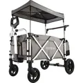 Produktbild: Bollerwagen Faltbar In Grau Mit Dach - Transportwagen Klappbar Hecktasche, Komfort-schiebegriff & Innenraumverlängerung 5-punkt-gurt Handwagen/leiterwagen - Fx-ctl900 - Fuxtec