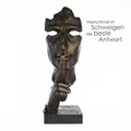 Produktbild: 89235 Skulptur Silence Poly bronzefarbenes Gesicht und Hand graue Basis