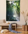 Produktbild: ABAKUHAUS Regenwald Wandteppich, Jungle Sonnenlicht Bäume aus Weiches Mikrofaser Stoff Waschbar ohne Verblassen Digitaldruck, 150 x 110 cm,Grün Weiß