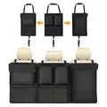 Produktbild: URAQT Kofferraum Organizer Auto, Aufbewahrungstasche, Kofferraumtasche Auto, Wasserdicht Multifunktionale, Teilt Kofferraum Rücksitz mit Vielen Tasche Schwarz 101CM*46CM