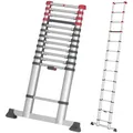 Produktbild: Hailo T80 FlexLine Alu-Sicherheits-Teleskopleiter - ausziehbare Anlegeleiter mit 13 Sprossen - Arbeitshöhe bis 450 cm - Gewicht 13,1 kg - Silber