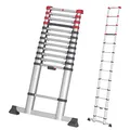 Produktbild: Hailo T80 FlexLine Alu-Sicherheits-Teleskopleiter - ausziehbare Anlegeleiter mit 13 Sprossen - Arbeitshöhe bis 450 cm - Gewicht 13,1 kg - Silber