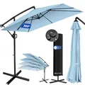 Produktbild: KESSER® Ampelschirm Holly Sonnenschirm Rechteckig inkl. Abdeckung mit Kurbel | Kurbel-Schirm mit Ständer UV-Schutz Aluminium Wasserabweisend Ø350cm Gartenschirm Marktschirm Hellblau