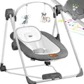 Produktbild: KIDIZ® Babywippe Babyschaukel mit 5 Geschwindigkeitseinstellungen zusammenklappbarer Baby Wippe Schaukel Babyhochstuhl mit Spielbogen Spielzeugen 5 beruhigende Naturgeräusche neugeborene