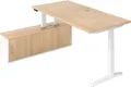 Produktbild: HAMMERBACHER Schreibtisch Sitz-Stehtisch 200x100x65/130cm + Sideboard Eiche/Weiß