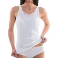 Produktbild: HERMKO Achselhemd 1440 3er Pack Damen Unterhemd mit Spitze 100% Bio-Baumwolle, kochfest weiß 60 (XXXXL)