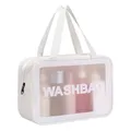 Produktbild: SZDPC Groß Kulturbeutel Damen & Herren, Reise Kulturtasche mit Tragegriff, matt durchscheinende Duschtasche (White-L)
