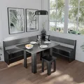 Produktbild: Vicco Eckbankgruppe Roman, 180 x 210 cm mit Tisch, Schwarz