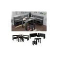 Produktbild: Vicco Eckbankgruppe Küchensitzgruppe Esszimmergruppe Roman Schwarz modern 210x180 cm Sitzbank Sitzecke Küchentisch Tischhocker Küchenmöbel Polstermöbel Esszimmermöbel