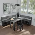 Produktbild: Eckbankgruppe Roman, Schwarz, 180 x 41.5 cm mit Tisch, Vicco