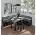 Produktbild: Vicco Sitzgruppe Roman, Schwarz, 180 x 210 cm mit Tisch, (Set, 5-tlg., 5-er Set), Truhenfunktion