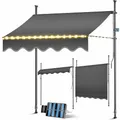 Produktbild: KESSER® Klemmmarkise mit Handkurbel & LED Lichterkette | Balkonmarkise ohne Bohren | Markise UV-beständig höhenverstellbar & wasserabweisend | Sonnenschutz für Balkon Terrasse & Garten 150cm
