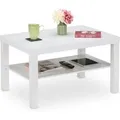 Produktbild: Relaxdays Couchtisch MDF Weiß mit 2 Ablagen 45 x 79 x 55 cm 7,4 kg