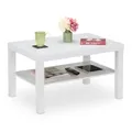 Produktbild: Relaxdays Couchtisch mit Ablage, H x B x T: 45 x 79 x 55 cm, Stauraum, MDF, Wohnzimmer, rechteckiger Kaffeetisch, weiß