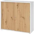Produktbild: bümö Schiebetürenschrank, Weiß, Wildeiche, Holzwerkstoff, Nachbildung,Eiche, 2 Fächer, Rechteckig, 120x110x40 cm, FSC Mix, Arbeitszimmer, Aktenschränke