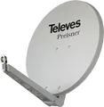 Produktbild: Televes S85QSD-W. Input frequenz-range: 10,7 - 12,75 GHz, Verstärkung dBi (bei Antennenkabel): 39,5 dBi. Durchmesser: 85 cm, Breite: 850 mm, Tiefe: 1,5 mm. Produktfarbe: Grau, Weiß. Material: Aluminium (S85QSD-W)