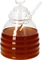 Produktbild: 3tlg Set Honig 400ml Bienchen-Deckel Honiglöffel Glasbehälter Rührstab Aufbewahrung Geschenkidee