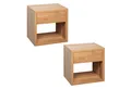 Produktbild: Woodek Design Nachttisch 2er-Set Würfel HUGO, grifflose Nachtkommode, H39 x B39 x T30 cm (Ablagetische aus matt lackiertem massivem Eichenholz, 2-St., minimalistische und moderne Nachtschränke), skandinavische Wandregale